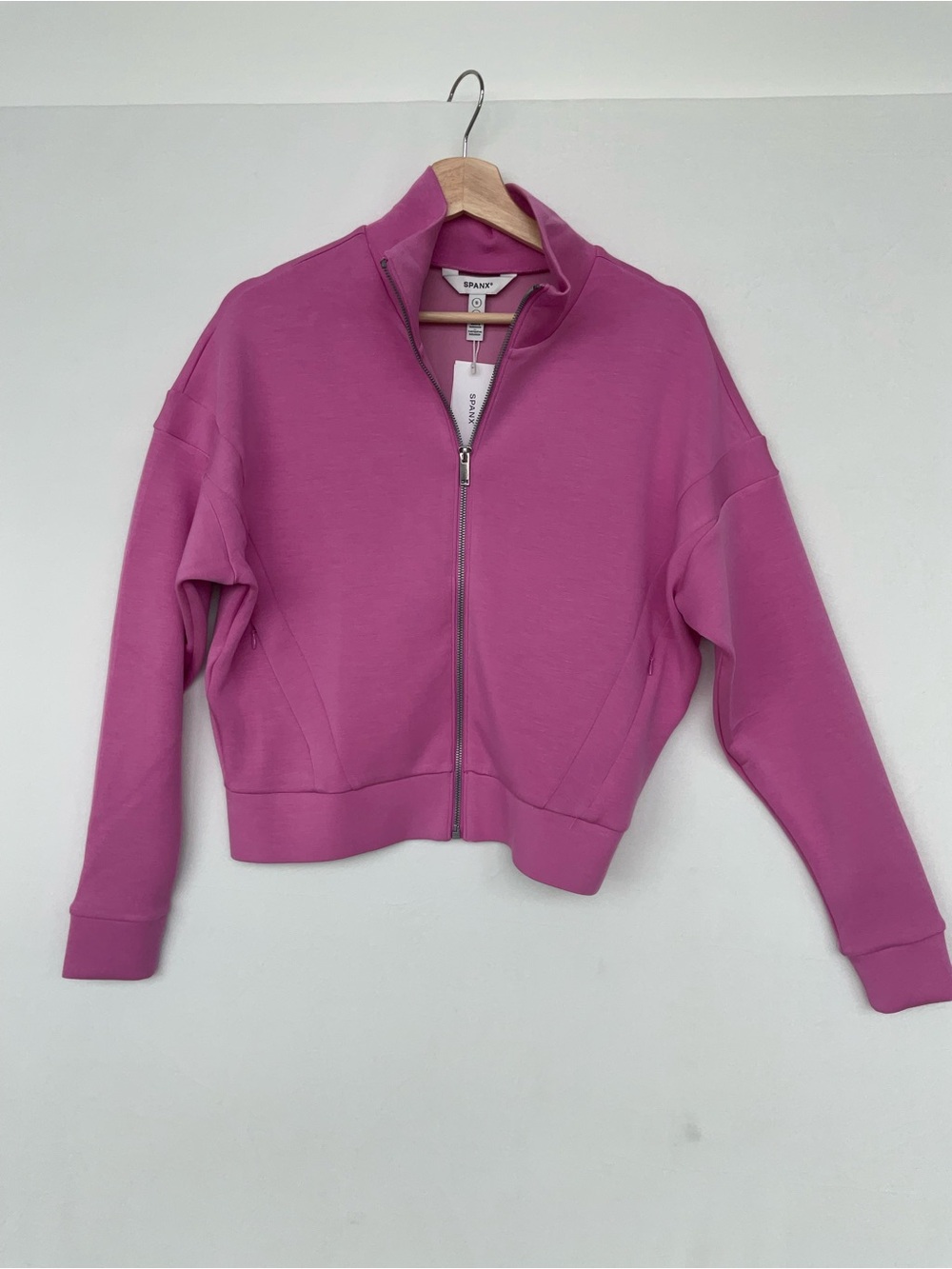 SPANX Air Essentials Pink Zip-Front Track Jacket - Picture 2 of 6